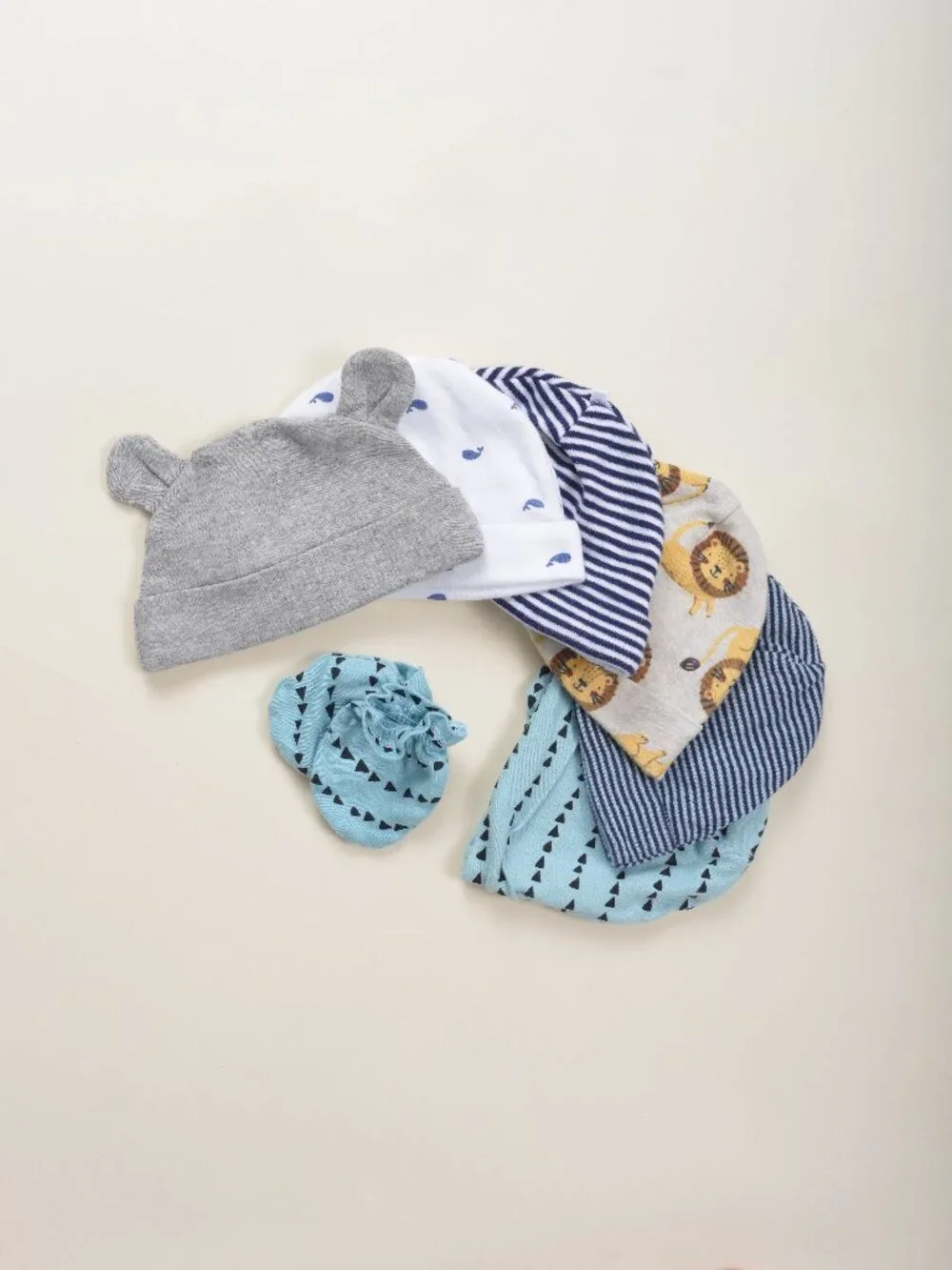 Baby Cotton Knit Hats Bundle of 6 Newborn